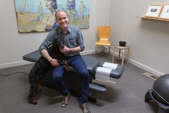 Dr. Leitner and his dog.